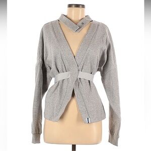 NEW Enavant Active Sz Small Grey Chelsea Pullover Snap Neck Tie Front Cotton